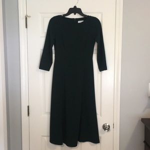 Pine Green Calvin Klein 3/4 Sleeves Midi Dress